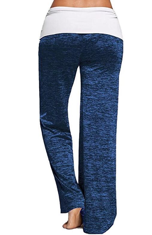SZ60026-6 Women Foldover Heather Wide Leg Pants Loose Yoga Legging